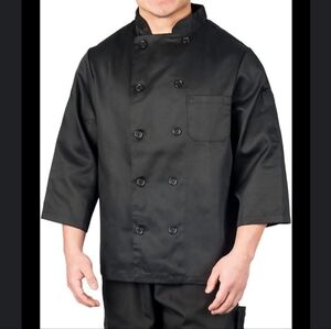 KNG | Men's 3/4 Sleeve Chef Coat Large Black Unisex